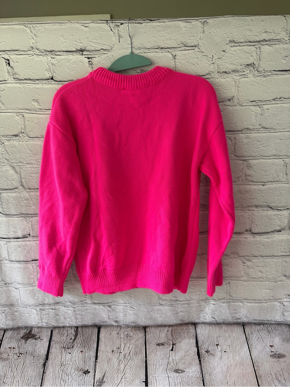 English Factory Bright Pink 'Saturday' Crewneck Sweater With Lime Lettering View 2